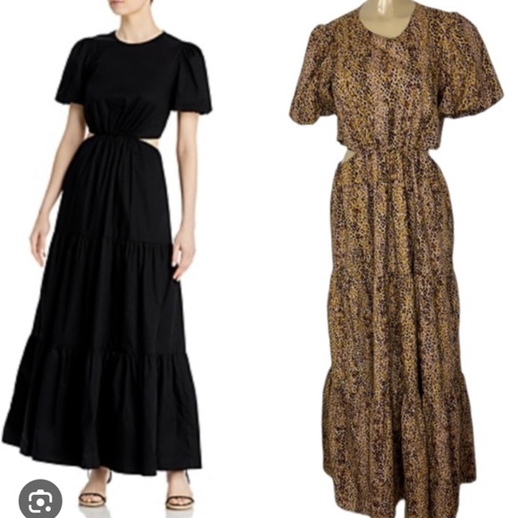 WAYF NWT New tiger print puff sleeve cutout maxi midi dress S Small - Picture 1 of 10